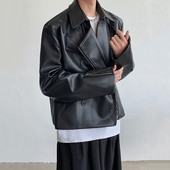 SYUHGFA 2023 kratka motociklistička modna jakna od PU kožne jakne u stilu Y2K Trend muški kaput Visokokvalitetna ulična široka gornja odjeća