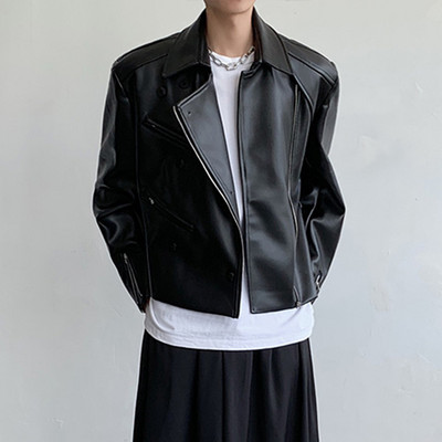 SYUHGFA 2023 kratka motociklistička modna jakna od PU kožne jakne u stilu Y2K Trend muški kaput Visokokvalitetna ulična široka gornja odjeća