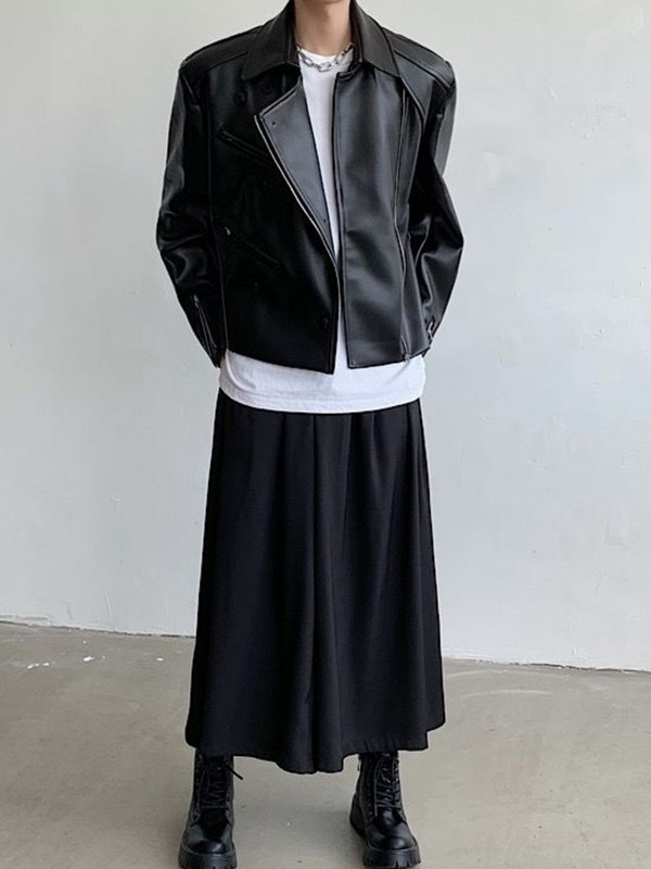 SYUHGFA 2023 kratka motociklistička modna jakna od PU kožne jakne u stilu Y2K Trend muški kaput Visokokvalitetna ulična široka gornja odjeća