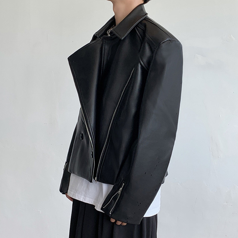 SYUHGFA 2023 kratka motociklistička modna jakna od PU kožne jakne u stilu Y2K Trend muški kaput Visokokvalitetna ulična široka gornja odjeća