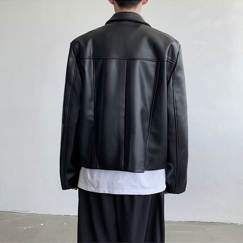 SYUHGFA 2023 kratka motociklistička modna jakna od PU kožne jakne u stilu Y2K Trend muški kaput Visokokvalitetna ulična široka gornja odjeća