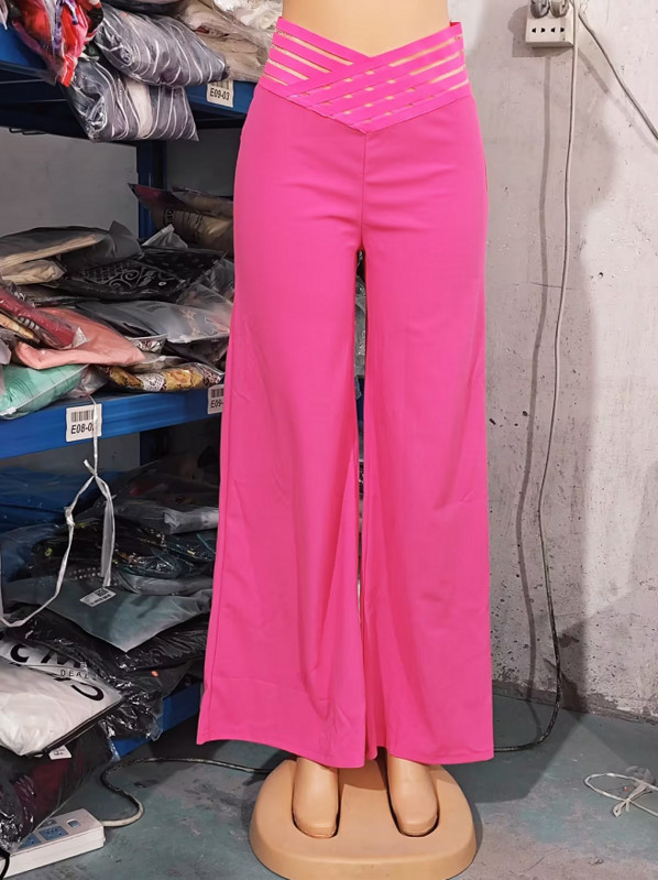 Naiste püksid, 2023. aasta suvemood, kattuv vöökoht, läbipaistev võrk, vabaaja tavaline kõrge vöökohaga, lai jalg, pikad laienevad püksid tänavarõivad