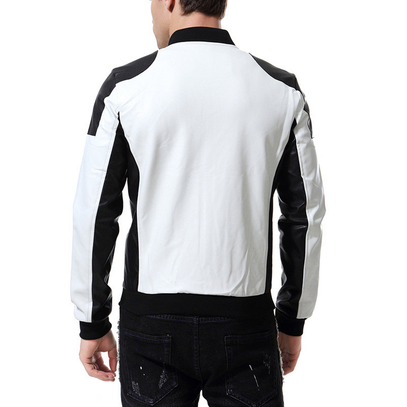 Meeste mustvalge õmblusega nahkjakk, meeste mootorratturi pommitaja mantel talve sügisriided Trench Oversize Steampunk jalgrattur