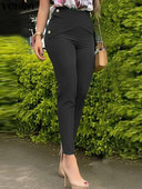 VONDA naiste elegantsed peopüksid, 2023. aasta sügis, vabaaja, soliidsed pikad püksinööbid lukuga kontoris Pantalon kõrge vöökohaga naisterahvas OL Palazzo