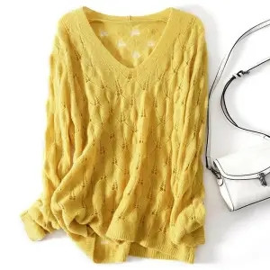 Naiste suvine seksikas õõnes õhuke kootud kampsun, mood ühevärviline V-kaelus, pikkade varrukatega heegeldatud pullover, trikotaaž Topid G2872