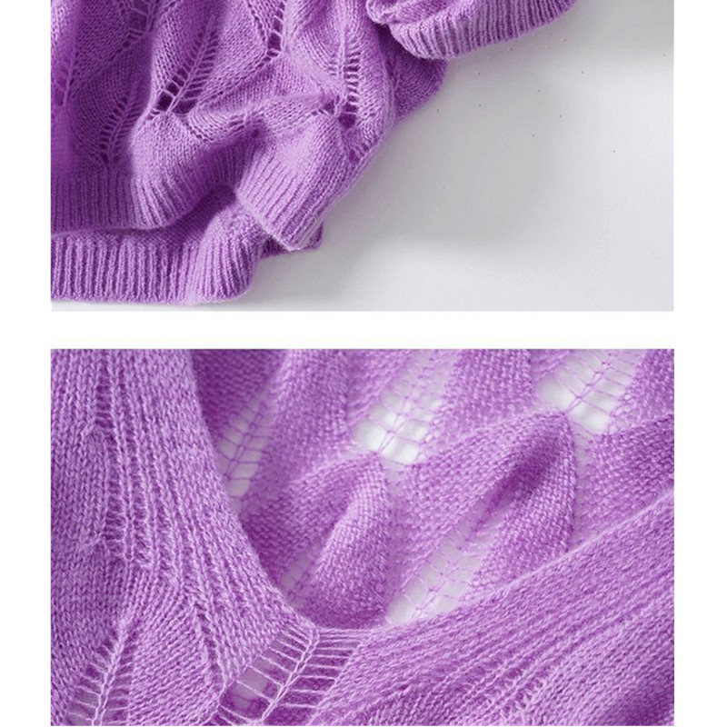 Naiste suvine seksikas õõnes õhuke kootud kampsun, mood ühevärviline V-kaelus, pikkade varrukatega heegeldatud pullover, trikotaaž Topid G2872