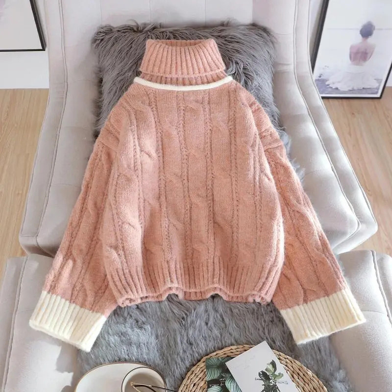 Γυναικείο πουλόβερ πουλόβερ με ζιβάγκο Hit Twist Preppy Style Φθινόπωρο Χειμώνας Χαλαρό Φοιτητικό Πουλόβερ Γυναικείο Ζεστό πουλόβερ παντός αγώνα