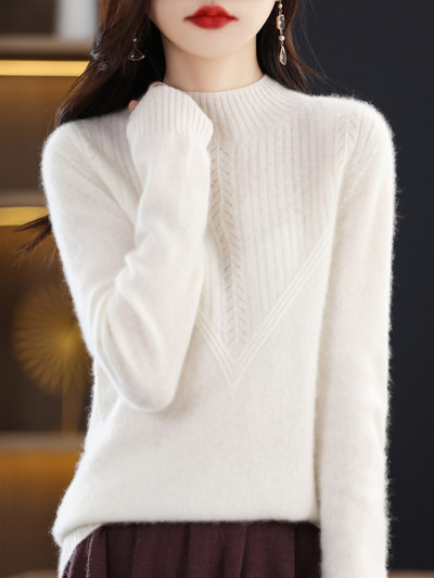 Pikkade varrukatega džemprid 2023 mood 100% meriinovillast püksid naiste kampsun, kaelusega kampsunid sügistalveriided paksud kudumid