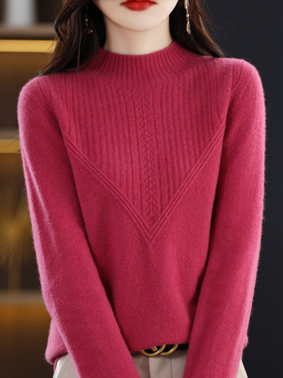 Pikkade varrukatega džemprid 2023 mood 100% meriinovillast püksid naiste kampsun, kaelusega kampsunid sügistalveriided paksud kudumid