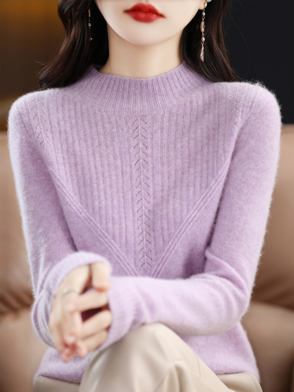 Pikkade varrukatega džemprid 2023 mood 100% meriinovillast püksid naiste kampsun, kaelusega kampsunid sügistalveriided paksud kudumid