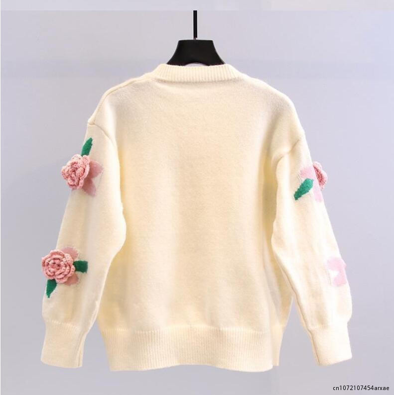 3D lilltikandiga kampsun naiste kevad ja sügis uued lahtised vintage käsitsi valmistatud heegeldatud kootud kampsun jakid