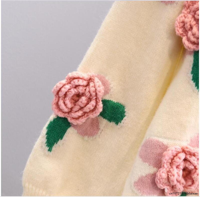 3D lilltikandiga kampsun naiste kevad ja sügis uued lahtised vintage käsitsi valmistatud heegeldatud kootud kampsun jakid