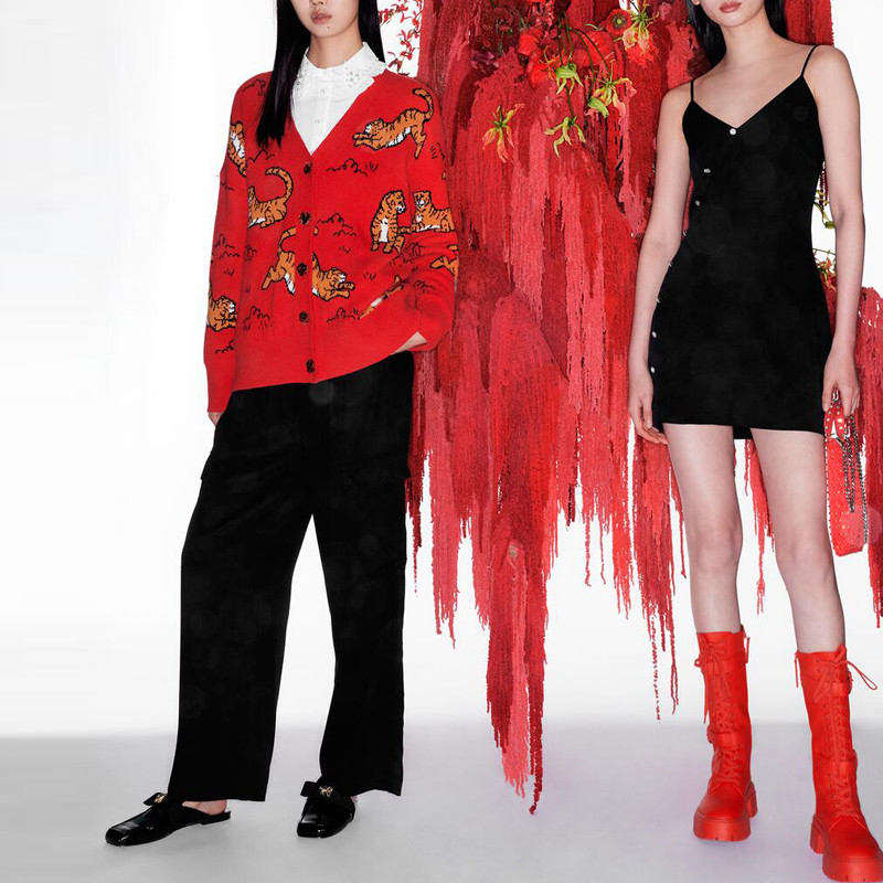 2022. aasta uusim naiste Red Tiger kootud kardigan V-kaelusega kampsun Casual Oversized Naiste kootud jakk Moerõivad INKEO 2O008