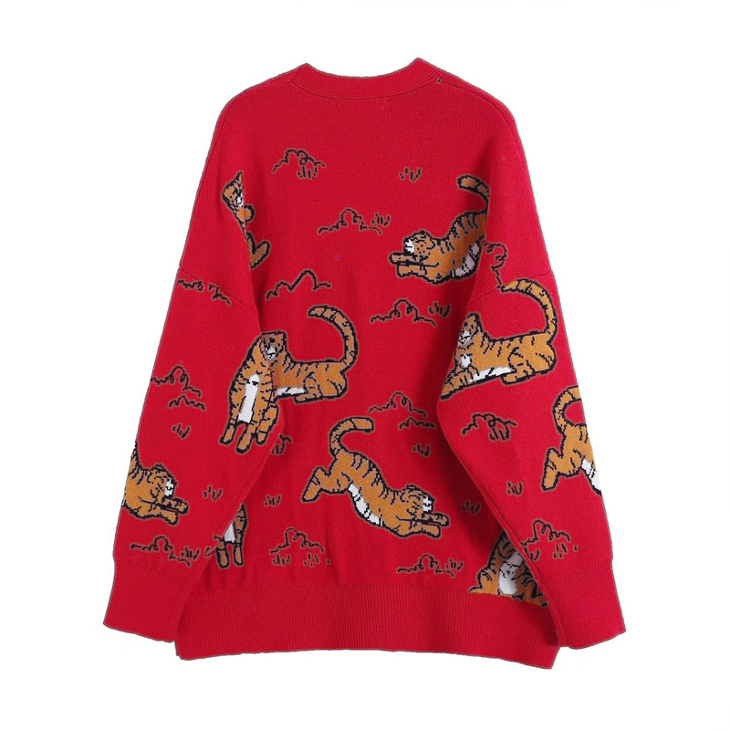2022. aasta uusim naiste Red Tiger kootud kardigan V-kaelusega kampsun Casual Oversized Naiste kootud jakk Moerõivad INKEO 2O008