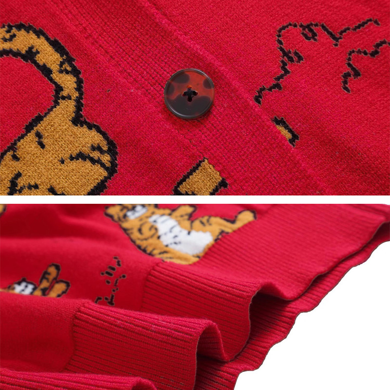 2022. aasta uusim naiste Red Tiger kootud kardigan V-kaelusega kampsun Casual Oversized Naiste kootud jakk Moerõivad INKEO 2O008