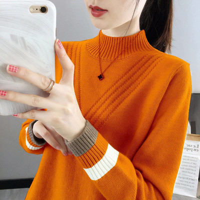 Stiilne, poolkõrge krae, liimitud, kootud kampsun, naisterõivad 2022. aasta sügis, uued vabad vabaaja pulloverid tööl reisimiseks