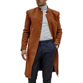 Slim Fit Jednobojni kaput za muškarce Odjeća Vuneni kaput za muškarce Personalizirani stojeći ovratnik Jednobojni kaput od vunene vjetrovke