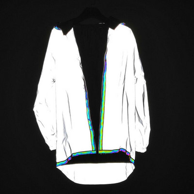2022 Reflective Long Jackets and Coats Ανδρικά Γυναικεία Hip Hop Zipper Trench Coat Shiny Night Reflect Light Windbreaker