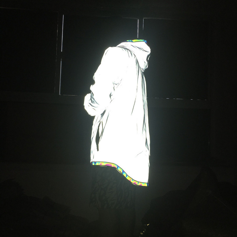 2022 Reflective Long Jackets and Coats Ανδρικά Γυναικεία Hip Hop Zipper Trench Coat Shiny Night Reflect Light Windbreaker