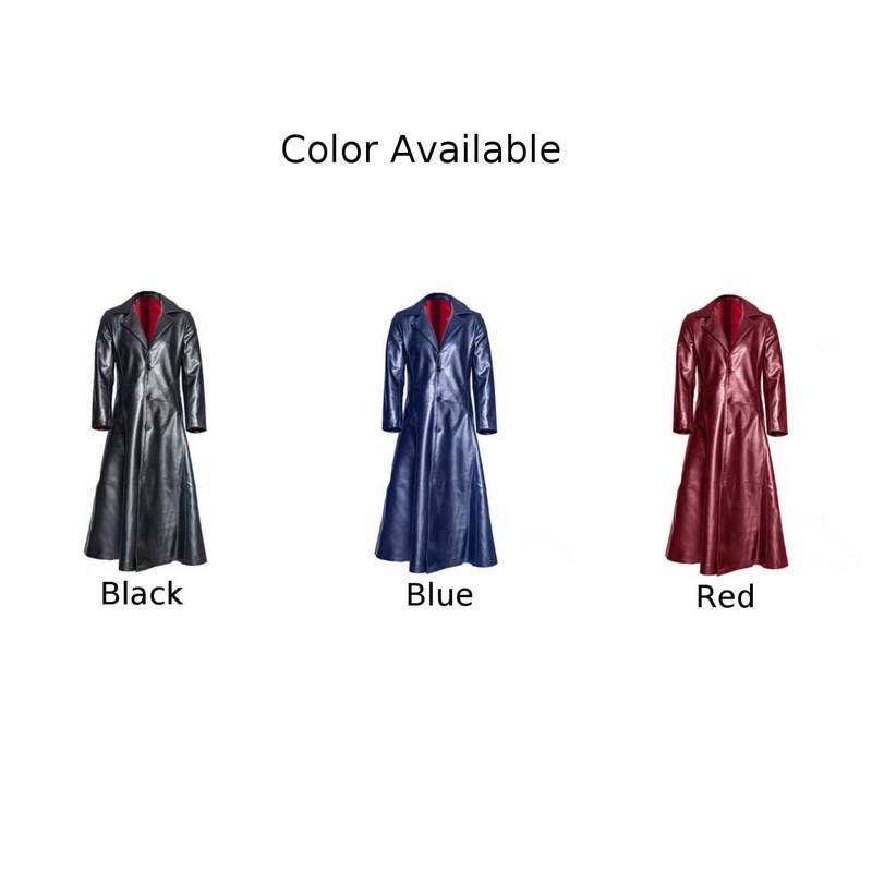 Ανδρικό Φθινοπωρινό Χειμερινό Δερμάτινο Trench PU Μακρύ παλτό μονό στήθος πέτο λεπτό αντιανεμικό μπουφάν Λεπτό κορεάτικο ανδρικό πανκ πανκ πανκ.