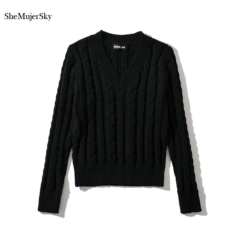 SheMujerSky Ženski ukršteni pleteni džemperi 2021. Elastični jednobojni puloveri dugih rukava Jesen Zima