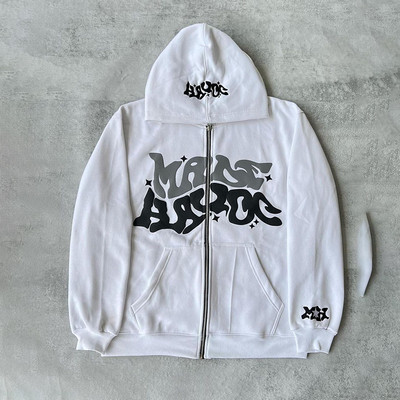 Naiste tikitud kapuutsid Sügisvintage Harajuku pikkade varrukatega ülisuured kapuutsiga jakid Naiste vabaaja lapilised lukuga dressipluusid