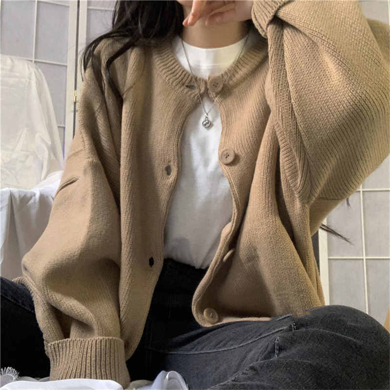 Ζακέτα Γυναικεία Παντός αγώνα Άνετα Χαλαρά Μασίφ Απλά Γλυκά Τρυφερά Πλεκτά Φθινοπωρινά Πουλόβερ Κομψά Νέες Φοιτητές Γυναίκα Harajuku