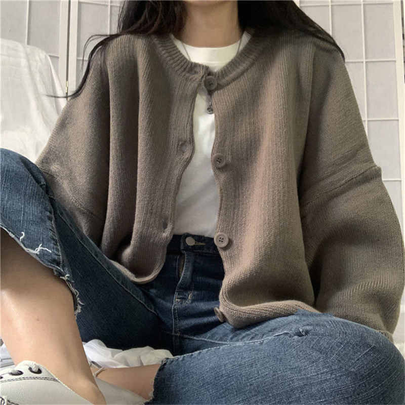 Ζακέτα Γυναικεία Παντός αγώνα Άνετα Χαλαρά Μασίφ Απλά Γλυκά Τρυφερά Πλεκτά Φθινοπωρινά Πουλόβερ Κομψά Νέες Φοιτητές Γυναίκα Harajuku