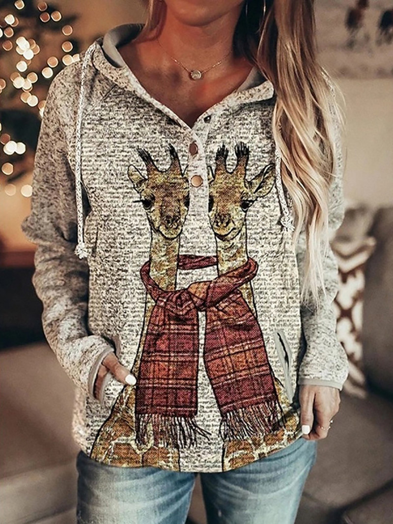 Wolf Hoodie Γυναικεία μόδα Oversized Hoodies Vintage Φούτερ Κοριτσίστικα Παλτό Γυναικεία Φούτερ Παλτό με κουκούλα πουλόβερ Κουκουβάγια αθλητική φόρμα φθινοπώρου