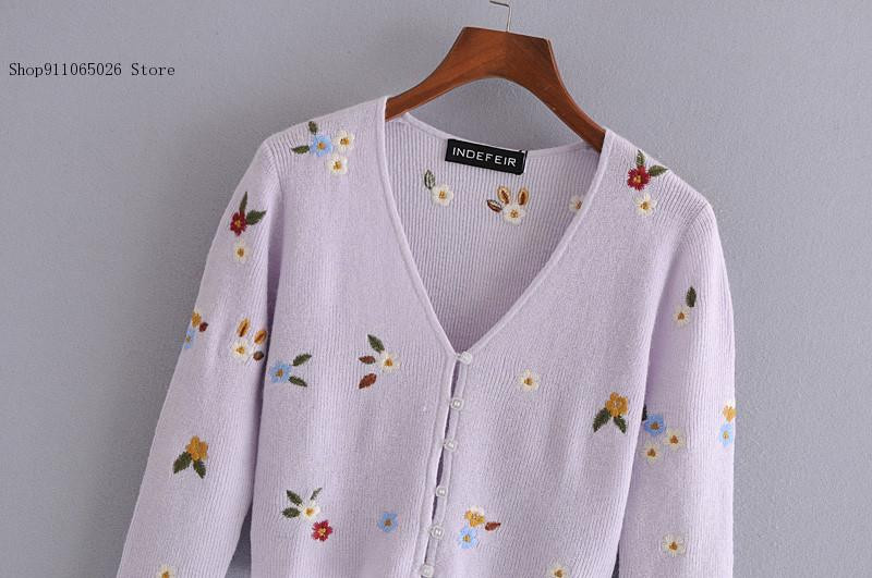 Pikkade varrukatega Lilla armas kampsun Sweet Lady Lilletikandid Lühikesed kootud kardiganid Naiste vabaaja üherealised