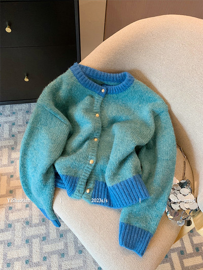 Vintage γυναικεία πλεκτά αμερικανικού στυλ 2023 Φθινοπωρινή χειμερινή ζακέτα με λαιμόκοψη γυναικεία πουλόβερ 2000 Αισθητική ιαπωνική μόδα