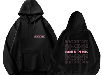 NEW Kpop BORN Pink Tour Vocal Concert Same Hooded Solid Color Long Sleeved Bp Sweatshirt Y2K Oversize Hip Hop Tee