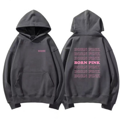 NOU Kpop BORN Pink Tour Concert vocal Aceeași glugă, culoare uni, cu mâneci lungi Bp Hanorac Y2K Oversize Hip Hop Top Tricou