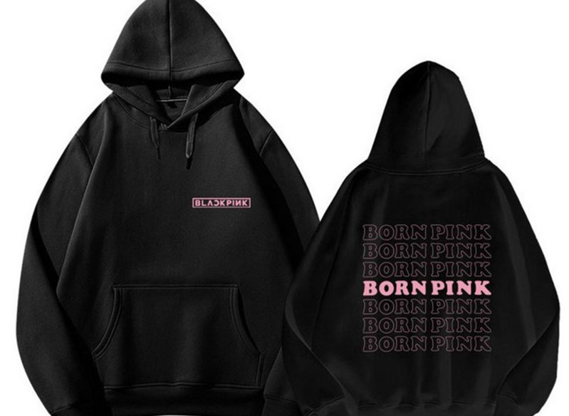 UUS Kpop BORN Pink Tour Vokaalkontsert Sama kapuutsiga ühevärviline pikkade varrukatega Bp dressipluus Y2K Oversize Hip Hop Top Tee