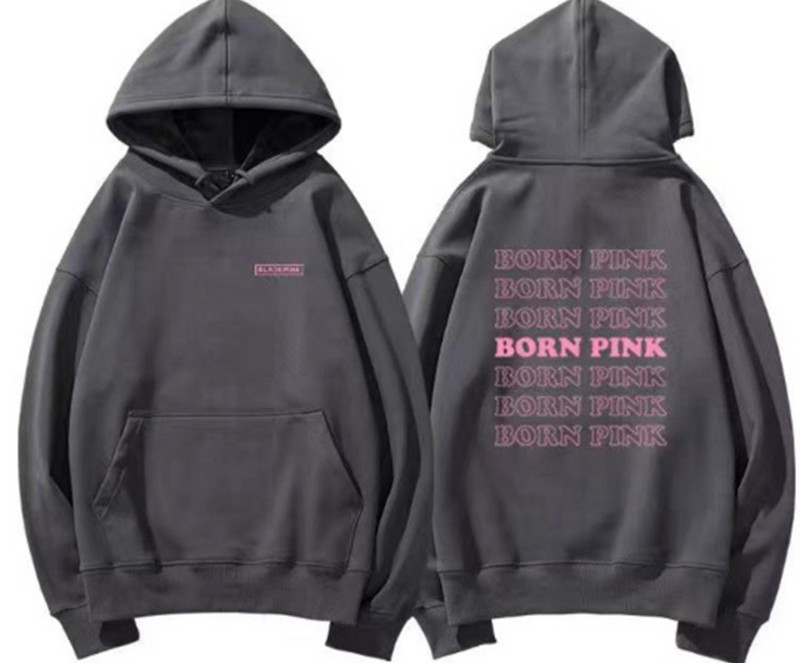 UUS Kpop BORN Pink Tour Vokaalkontsert Sama kapuutsiga ühevärviline pikkade varrukatega Bp dressipluus Y2K Oversize Hip Hop Top Tee