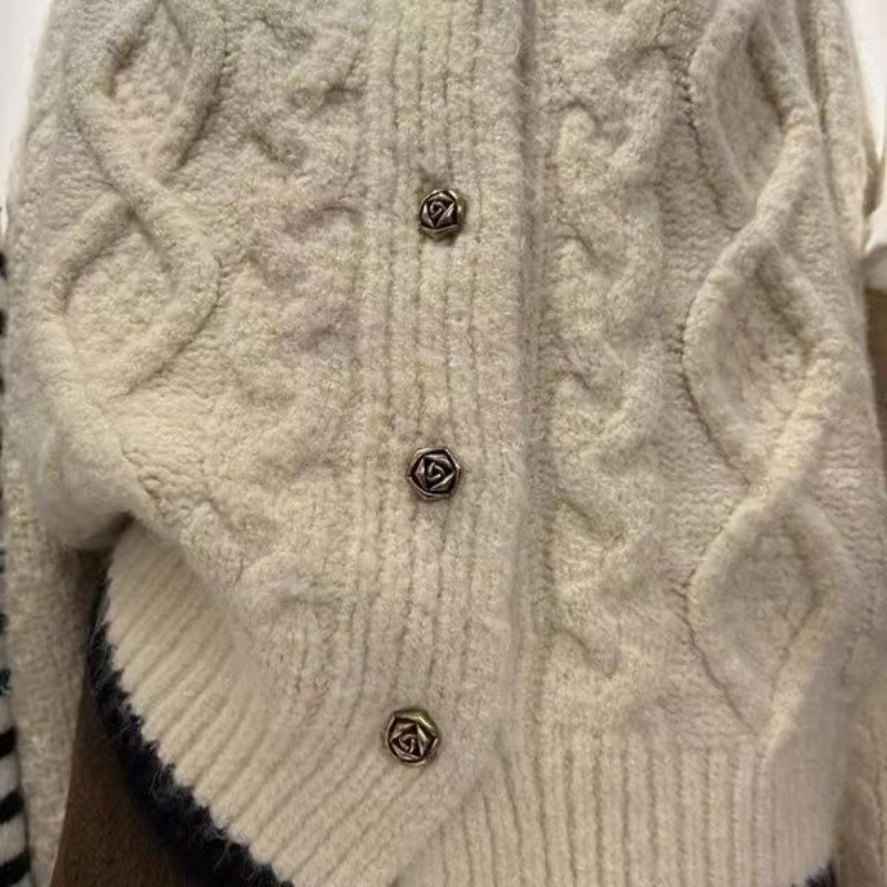 Deeptown Κορεάτικο ροζ πουλόβερ Γυναικείο φθινοπωρινό μακρυμάνικο πλεκτό Ζακέτα Old Money Vintage Χαλαρά Πλεκτά Γυναικεία αισθητική