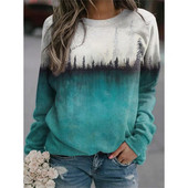 Jesen Sweatshirts Prirodni krajolik 3D print Ženska ulična odjeća Dugih rukava O-izrez Hoodie Preveliki puloveri Ženska Y2K majica s kapuljačom