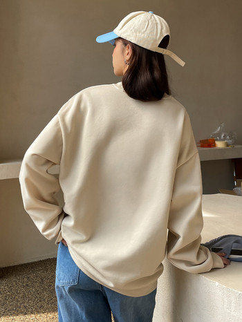 Корейски моден дамски суичър Destiny Enrich Every Day Суичър с качулка с принт на букви Топъл пуловер с дълги ръкави с О-образно деколте Дамски дрехи