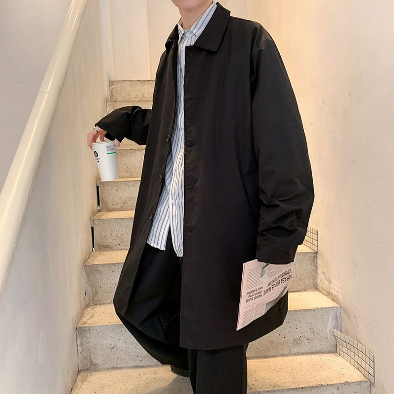 Ανοιξιάτικο και χειμωνιάτικο παλτό που γυρίζει προς τα κάτω γιακάς που πλένεται ρετρό στυλ ανδρικό μακρυμάνικο μακρυμάνικο για καθημερινή χρήση Q36