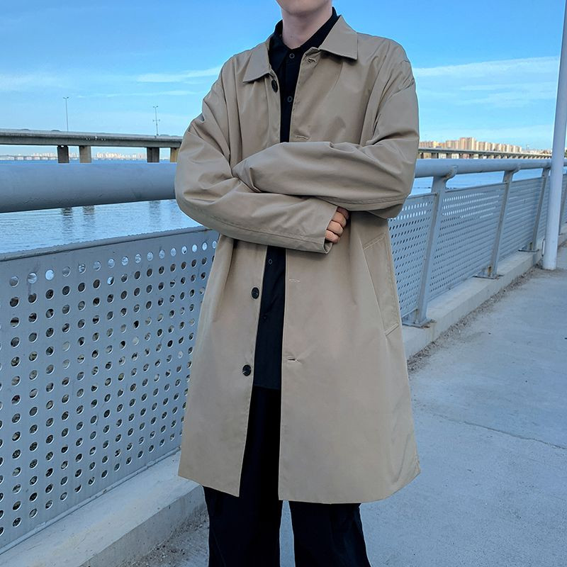 Ανοιξιάτικο και χειμωνιάτικο παλτό που γυρίζει προς τα κάτω γιακάς που πλένεται ρετρό στυλ ανδρικό μακρυμάνικο μακρυμάνικο για καθημερινή χρήση Q36