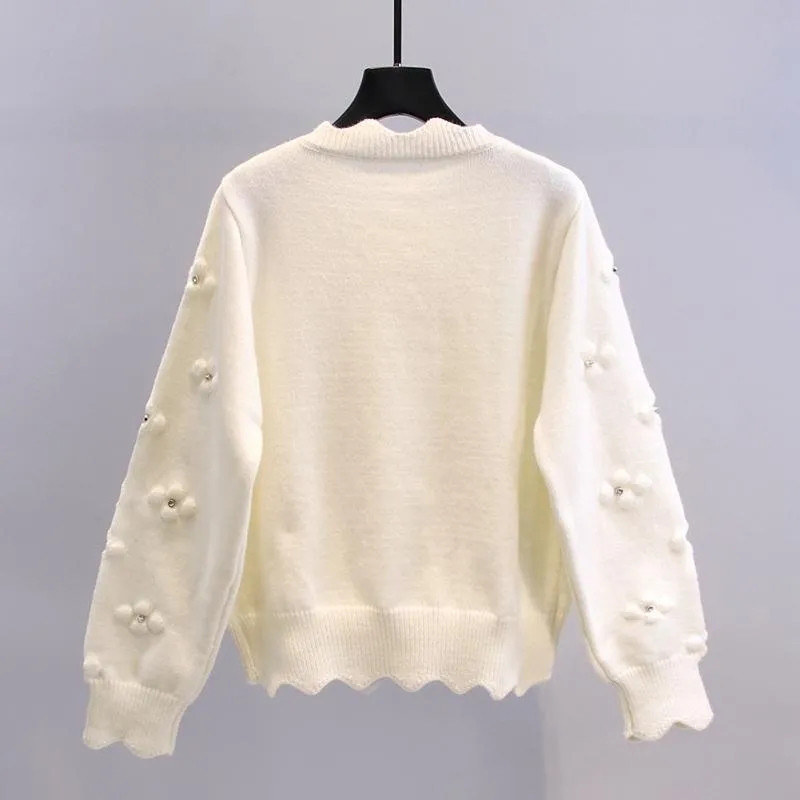 Korejski modni džemper s valovitim rubovima, ležeran, pleteni pulover s O-izrezom, jednoredno kopčanje, jesen, zima, ulična odjeća, gornji kaputi