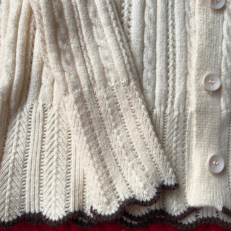 Κορεάτικο Sweet Peter Pan γιακά Πλεκτό Πλεκτό πουλόβερ All-Match Twist Hollow Out Top New Fashion Hit Color Coat