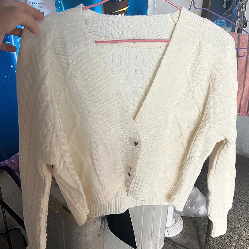 Φθινοπωρινό χειμωνιάτικο μακρυμάνικο με λαιμόκοψη και κομμένο πουλόβερ Κορεατική μόδα Φαρδιά streetwear Γυναικείο πουλόβερ Μονόχρωμο Γυναικεία ρούχα