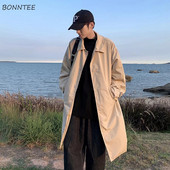 Trench Men Retro Handsome Trendy Ulzzang Casual Ιαπωνικά streetwear Δημοφιλή all-match Gentle Pure Color Teens College Casual Ins