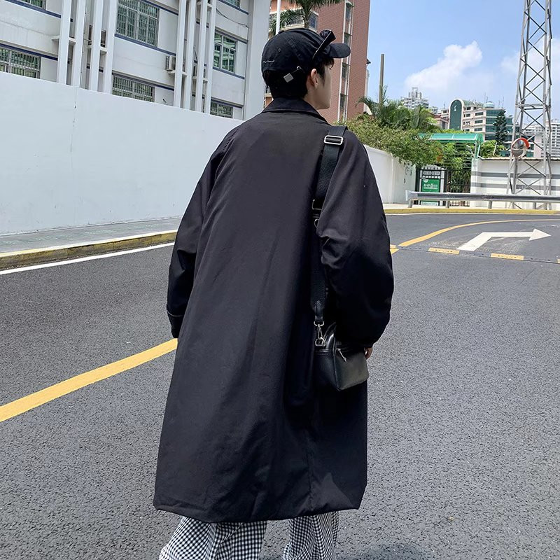 Trench Men Retro Handsome Trendy Ulzzang Casual Ιαπωνικά streetwear Δημοφιλή all-match Gentle Pure Color Teens College Casual Ins