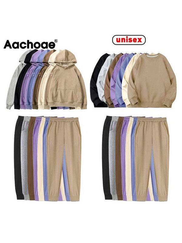 Aachoae Γυναικεία φούτερ με κουκούλα φλις 100% βαμβακερή αθλητική φόρμα 2022 Χειμώνας Ιαπωνικό Casual Loose Jumper