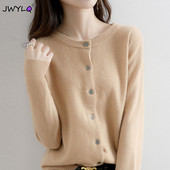 Φθινοπωρινό χειμωνιάτικο O-λαιμόκοψη με μονόστομο Ζακέτα Γυναικεία Απλή Φαρδιά Πλεκτό Πλεκτό Παλτό Κορεατικής μόδας Streetwear πουλόβερ