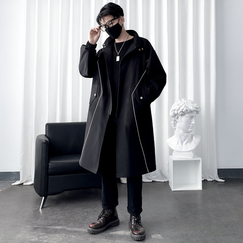 Καμπαρντίνα με κουκούλα για άντρες Μόδα Άνοιξη Φθινόπωρο Harajuku Windbreaker πανωφόρι Ανδρικό χιπ χοπ ανδρικό μπουφάν