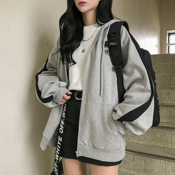 2023 Есенни суичъри с цип в корейски стил за жени Y2k Модни широки палта с дълъг ръкав Harajuku Streetwear Дамски горнища с качулка