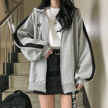2023 Есенни суичъри с цип в корейски стил за жени Y2k Модни широки палта с дълъг ръкав Harajuku Streetwear Дамски горнища с качулка